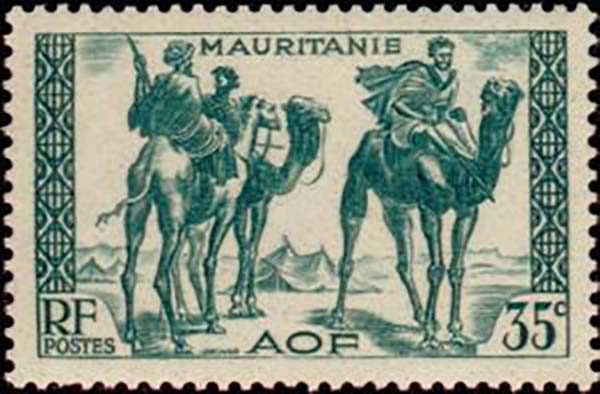 1938 Mauritanie PO82 Warriors on Dromedary Camelus dromedarius