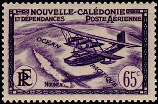1938 NouvelleCaledonie PA29 Seaplane and Map of New Caledonia