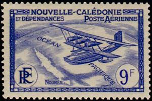1938 NouvelleCaledonie PA32 Seaplane and Map of New Caledonia